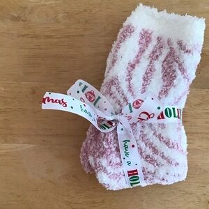 Cozy Pink and White Fuzzy Socks